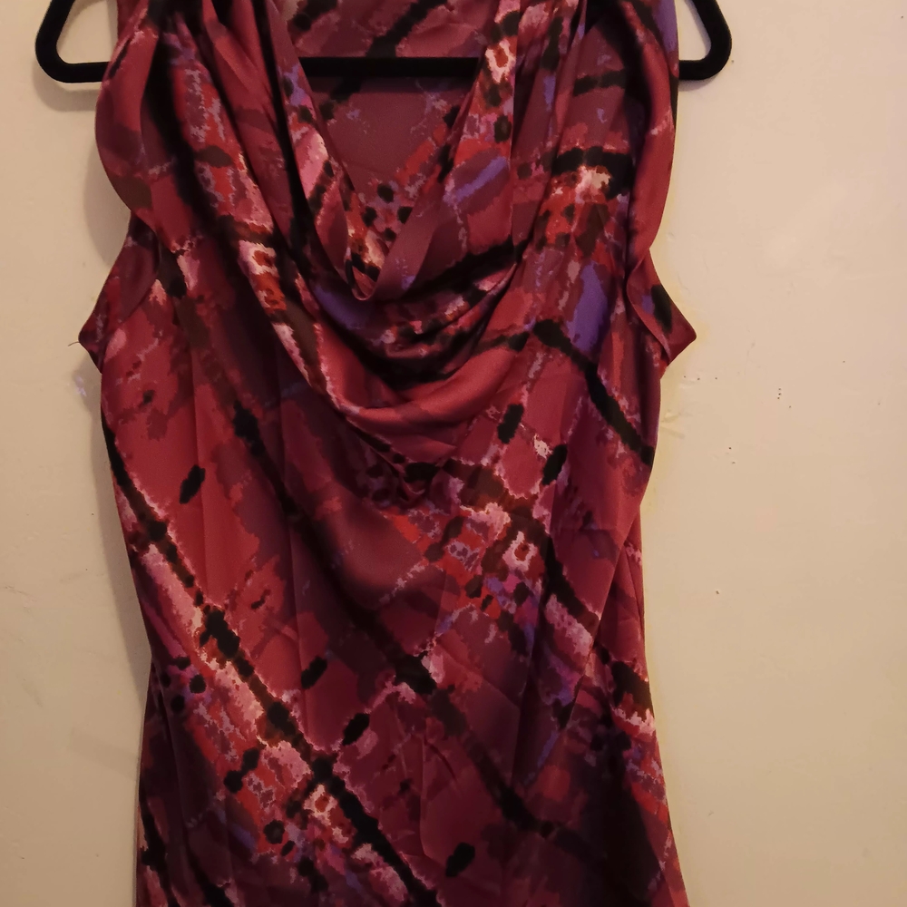 Ny Collection Blouse  Women's Size Large Vibrant Abstract Pattern Sleeveless EUC